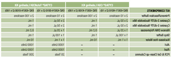   两款CGH标记试剂盒中组分对比表